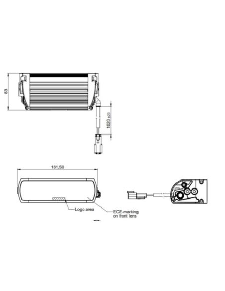 Dimensions Approuvée Mini Barre LED FX125-SP GEN 2 17W 18,1Cm LEDDL128-SP + 270 Mètres ECE R149 Osram | LéonLeds