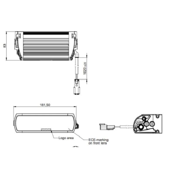 Dimensiones Barra LED Mini homologada FX125-SP GEN 2 17W 18,1Cm LEDDL128-SP + de 270 Metros ECE R149 Osram | LeonLeds