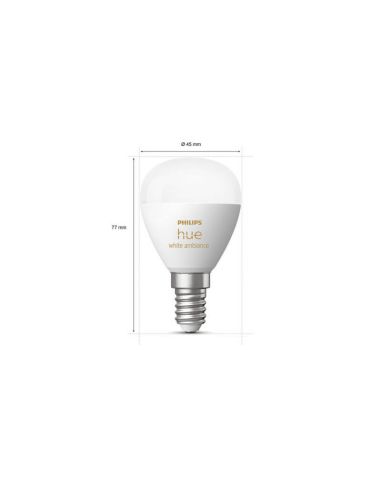 Mesures du produit de l'ampoule sphérique intelligente Philips Hue WA Lustre
