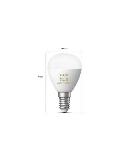 Medições de produto de lâmpada esférica inteligente Philips Hue WA Lustre