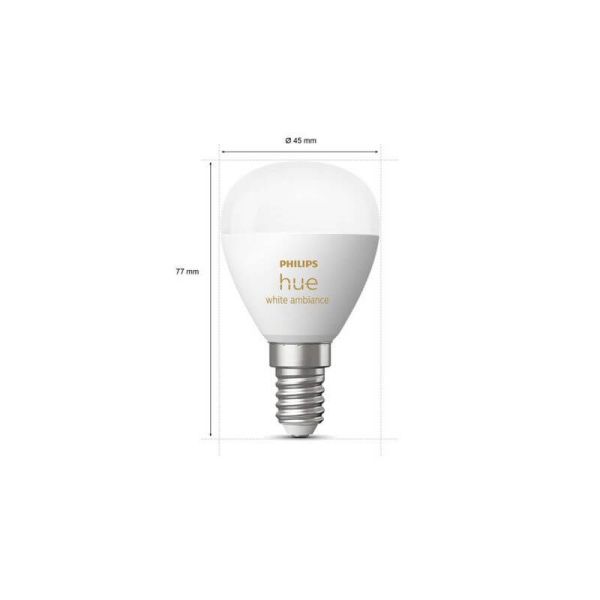 Bombilla esférica inteligente Philips Hue WA Luster medidas producto