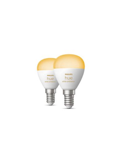 Pack 2 Bombilla esférica inteligente Philips Hue WA Luster | LeonLeds