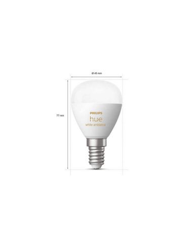 Pack 2 Bombilla esférica inteligente Philips Hue WA Luster medidas producto