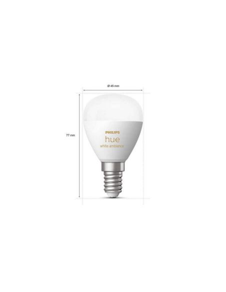 Pack 2 Bombilla esférica inteligente Philips Hue WA Luster medidas producto
