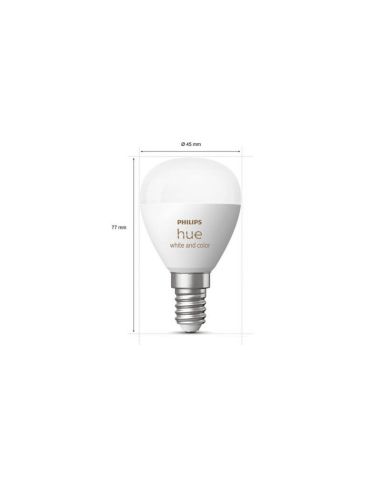 Medições de produto de lâmpada esférica inteligente Philips Hue WCA Lustre