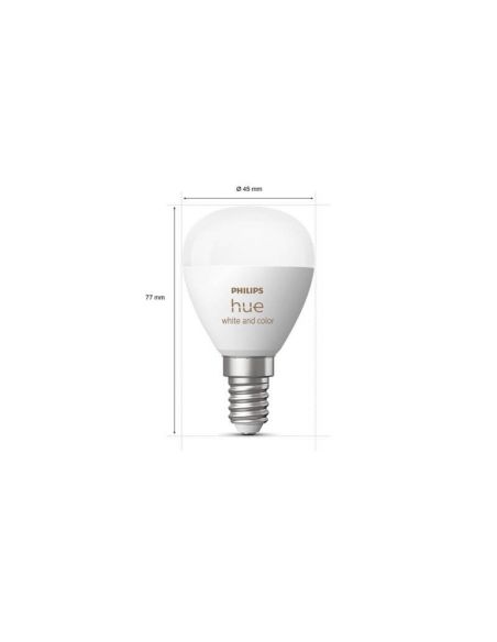 Medições de produto de lâmpada esférica inteligente Philips Hue WCA Lustre