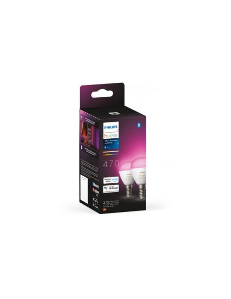 Pack 2 Bombilla esférica inteligente Philips Hue WCA Luster caja producto