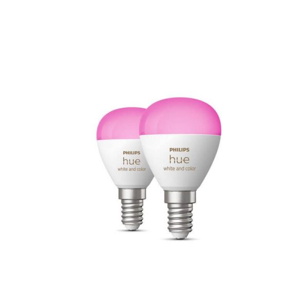 Pack 2 Bombilla esférica inteligente Philips Hue WCA Luster | LeonLeds