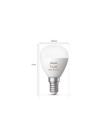 Pack 2 Mesures du produit de l'ampoule sphérique intelligente Philips Hue WCA Lustre