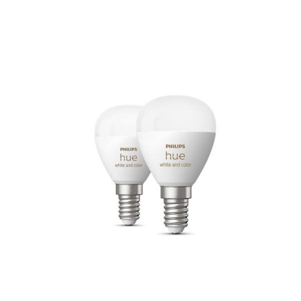 Pack 2 Bombilla esférica inteligente Philips Hue WCA Luster apagadas