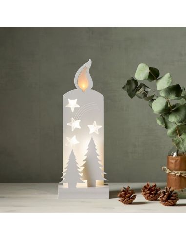 Bougie LED en bois avec sapins et étoiles de Noël GRANDY 130x80x360mm -  Eglo Iluminación