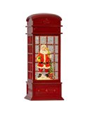 Cabine téléphonique rouge avec le Père Noël à l'intérieur en forme de boule de Noël avec paillettes VINTER, 85x85x220mm