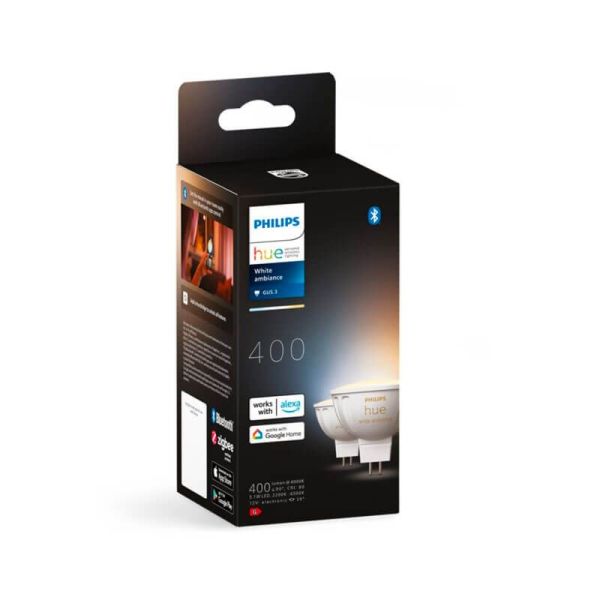 Pack 2 Focos LED Philips Hue White Ambiance 12V MR16 GU5.3 5W | LeonLeds