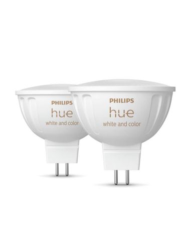 Pack 2 Focos LED Philips Hue Branco e Color Ambiance 12V MR16 GU5.3 5W |LeonLeds