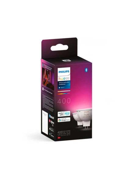 Pack 2 Spots LED Philips Hue Blanc et Couleur Ambiance 12V MR16 GU5.3 5W |LeonLeds