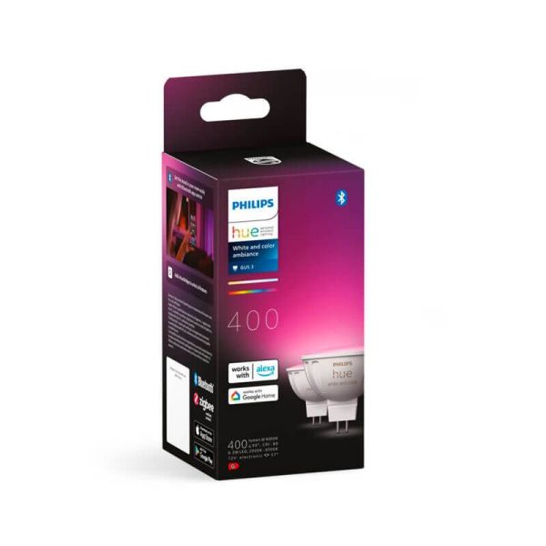 Pack 2 Focos LED Philips Hue White and Color Ambiance 12V MR16 GU5.3 5W |LeonLeds