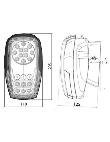 Dimensiones Faro delantero LED Homologado con Posición Luz de Cruce e Intermitente 12V 24V Vignal ABL D14649 | LeonLeds