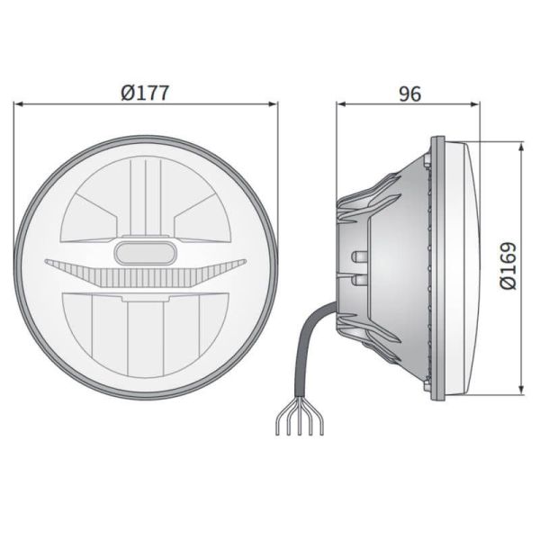Faro delantero LED 7 Pulgadas Homologado con Luz de Posición, Carretera, Cruce y DRL Diurna E20 17,5 Ref. Ø178 | LeonLeds