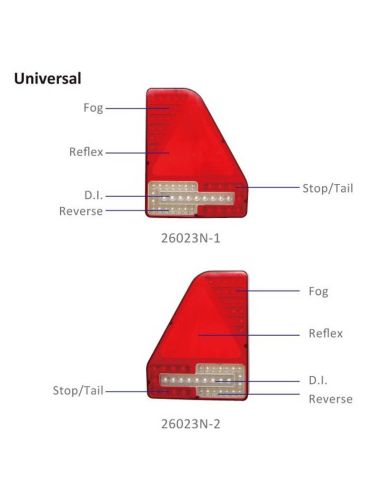 Lanterna traseira LED alta com triângulo e conector de 5 pinos 12V 24V formato retangular Lucidez | LeonLeds