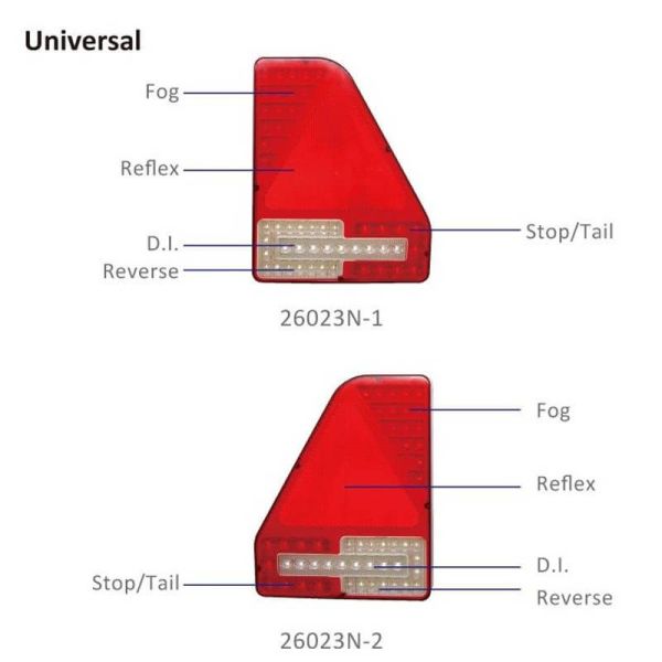 Feu arrière LED haute luminosité avec connecteur triangulaire à 5 broches 12V 24V Forme rectangulaire Lucidity | LeonLeds