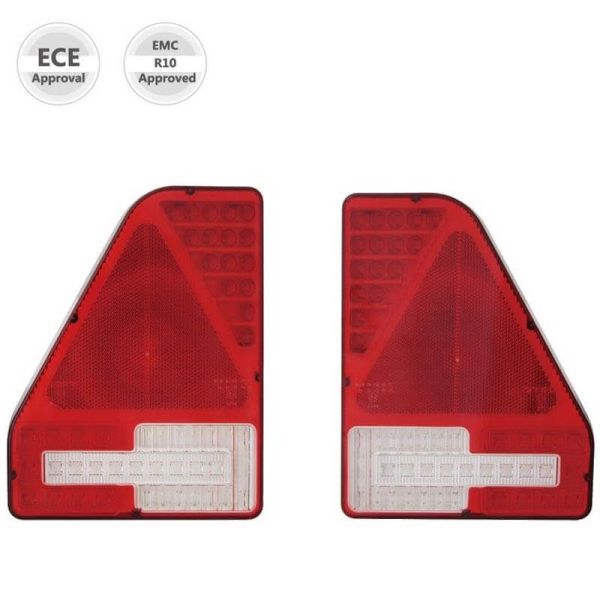 Hochwertige LED-Rückleuchte mit Dreieck- und 5-Pin-Stecker, 12 V/24 V, rechteckige Form, Lucidity | LeonLeds