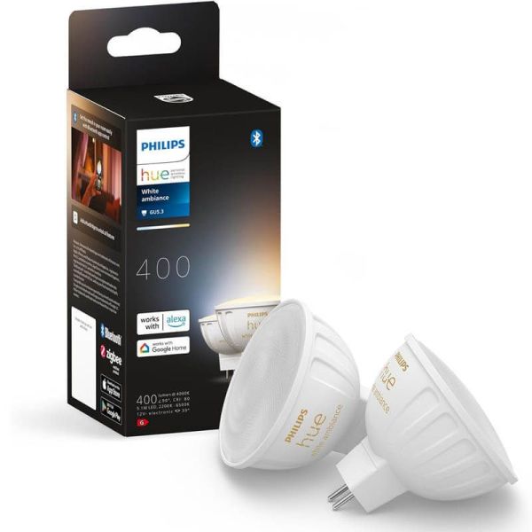 Pack 2 Focos LED inteligentes Philips Hue White Ambiance 12V MR16 GU5.3 5W Philips | LeonLeds