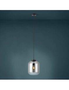 Plafonnier avec abat-jour en verre vaporisé effet miroir et boîtier noir mat Bulciago 1XE27 Eglo 39673 | LéonLeds 2