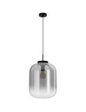Plafonnier avec effet miroir Abat-jour en verre vaporisé et boîtier noir mat Bulciago 1XE27 Eglo 39674 | LéonLeds