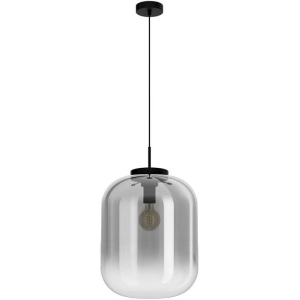 Lámpara de techo con pantalla de Vidrio Vaporizado efecto Espejo y carcasa negra mate Bulciago 1XE27 Eglo 39674 | LeonLeds