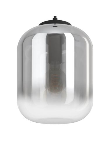 Luminária de teto com efeito espelho Abajur de vidro vaporizado e caixa preta fosca Bulciago 1XE27 Eglo | LeonLeds