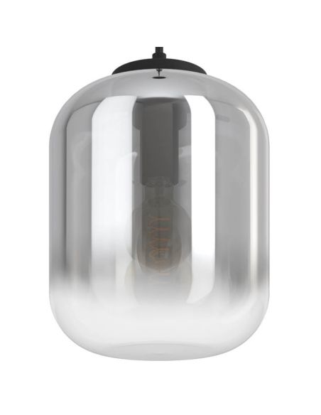 Lámpara de techo con pantalla de Vidrio Vaporizado efecto Espejo y carcasa negra mate Bulciago 1XE27 Eglo | LeonLeds