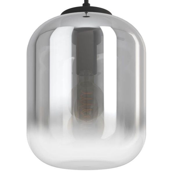 Plafonnier avec abat-jour en verre vaporisé effet miroir et boîtier noir mat Bulciago 1XE27 Eglo | LéonLeds