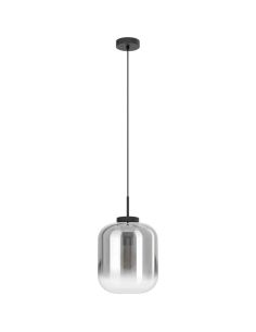 Lámpara de techo con pantalla de Vidrio Vaporizado efecto Espejo y carcasa negra mate Bulciago 1XE27 Eglo 39673 | LeonLeds