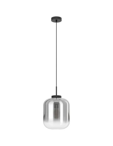 Lámpara de techo con pantalla de Vidrio Vaporizado efecto Espejo y carcasa negra mate Bulciago 1XE27 Eglo 39673 | LeonLeds