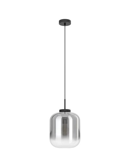 Lámpara de techo con pantalla de Vidrio Vaporizado efecto Espejo y carcasa negra mate Bulciago 1XE27 Eglo 39673 | LeonLeds