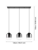 Lámpara de techo con 3 pantallas de Vidrio Vaporizado efecto Espejo y carcasa negra mate Bulciago 3XE27 390104 | LeonLeds