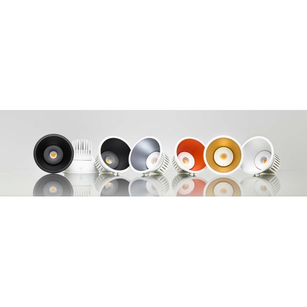 Downlight LED Encastrable Rond Lex Eco 1 Or Blanc Noir Mat Gris Orange Environnement Décoratif Unique | leonleds