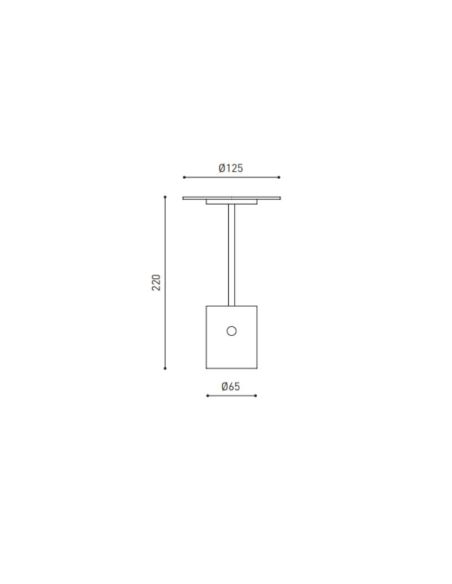 Lámpara LED de mesa portátil YORU recargable, colores - 2700K, 400Lm, 2.6W ambiente, interior y exterior_medidas