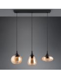 Plafonnier avec 3 abat-jour en verre ambre et noir mat 317000313 | LéonLeds