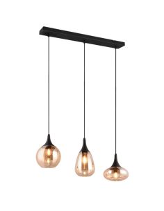 Lámpara de techo con 3 Pantallas de vidrio ámbar 3 y negro mate 317000313 | LeonLeds