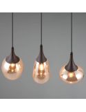 Plafonnier avec 3 abat-jour en verre ambre et noir mat 317000313 | LéonLeds