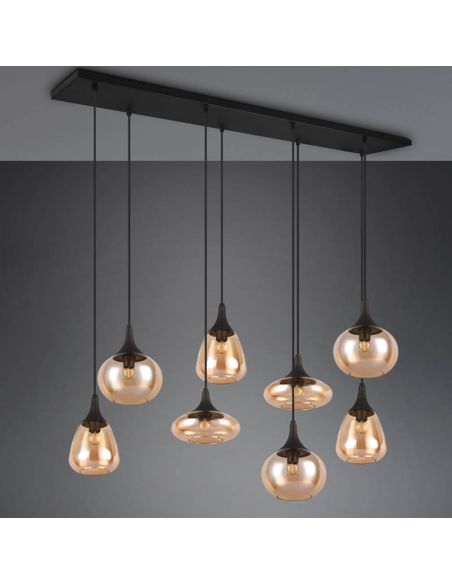 Lámpara de techo rectangular con 8 Pantallas de vidrio Ámbar Colección Lumina 317000813 Trio Lighting | LeonLeds