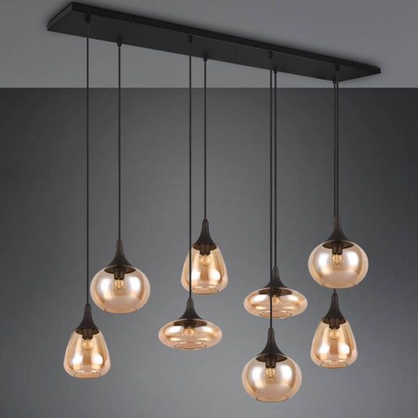 Lámpara de techo rectangular con 8 Pantallas de vidrio Ámbar Colección Lumina 317000813 Trio Lighting | LeonLeds
