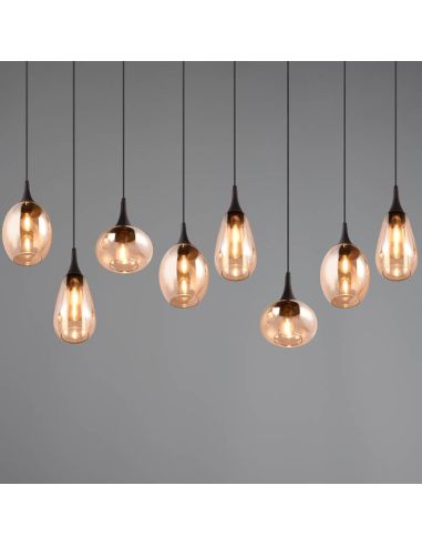 Lámpara de techo rectangular con 8 Pantallas de vidrio Ámbar Colección Lumina 317000813 Trio Lighting | LeonLeds