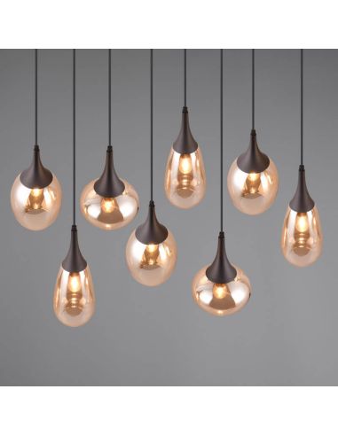 Lámpara de techo rectangular con 8 Pantallas de vidrio Ámbar Colección Lumina 317000813 Trio Lighting | LeonLeds