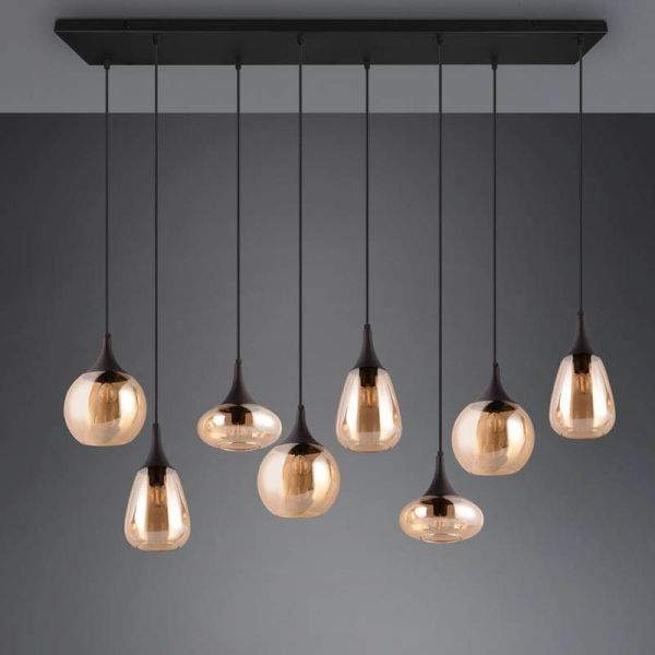 Lámpara de techo rectangular con 8 Pantallas de vidrio Ámbar Colección Lumina 317000813 Trio Lighting | LeonLeds