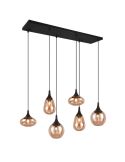 Suspension avec abat-jour en verre Ambré 6 lumières Lumina 40W 317000613 | LéonLeds