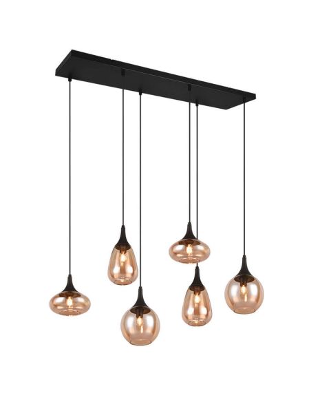 Luminária pendente com persianas de vidro âmbar 6 luzes Lumina 40W 317000613 | LeonLeds