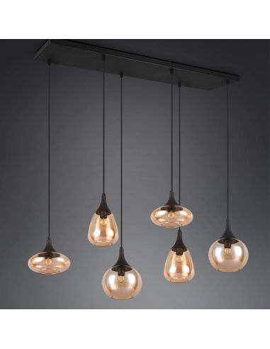 Lámpara Colgante con pantallas de vidrio Ámbar 6 luces Lumina 40W 317000613 | LeonLeds