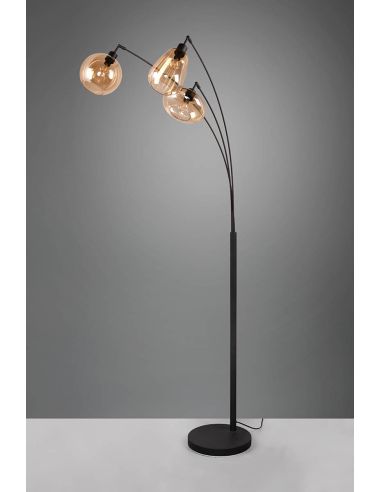 Lámpara de Pie con 3 Pantallas de vidrio Ámbar Colección Lumina 3XE14 417000313 | LeonLeds